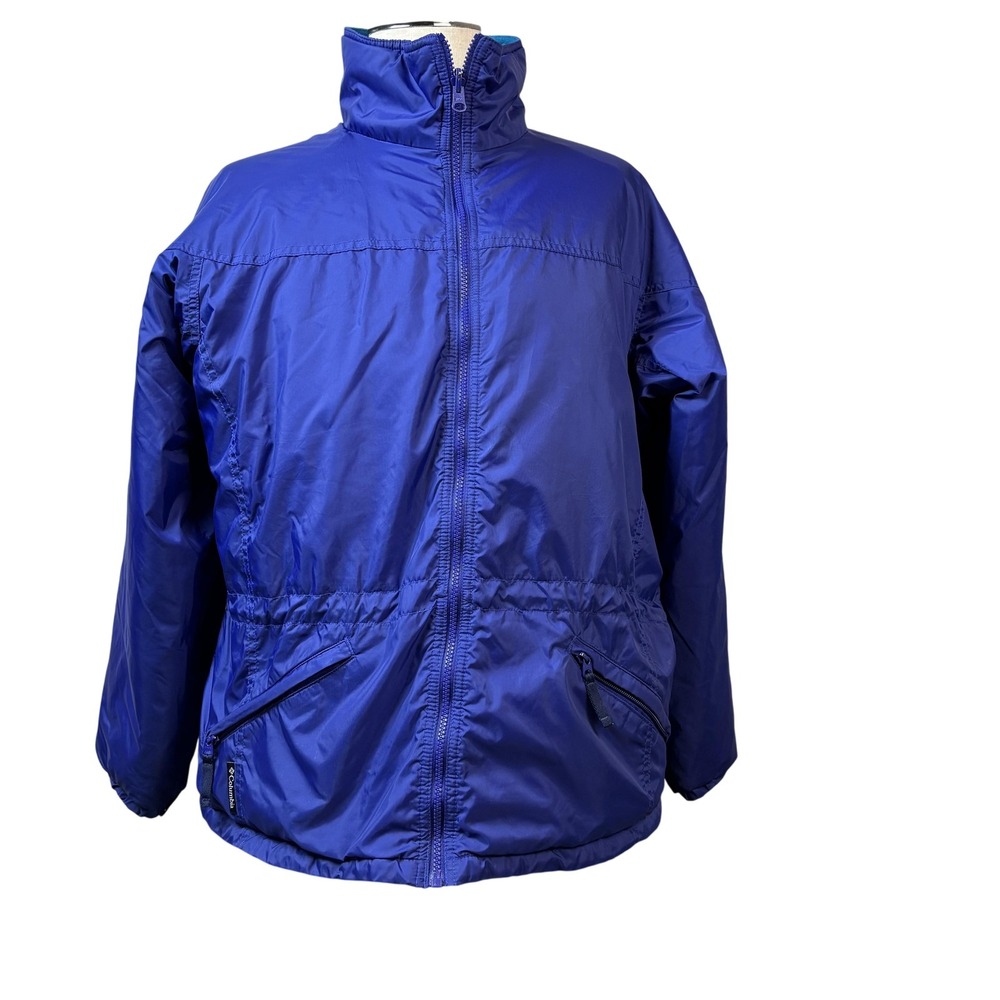 Columbia Sportswear Jacket Womens Large Blue Full Zip Windbreaker Zip Pockets